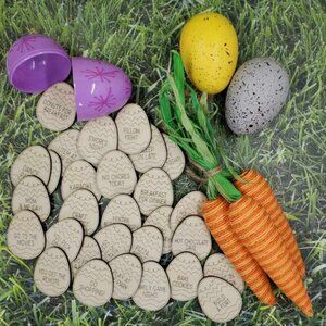 Wooden Easter Egg Shaped Tokens, Easter Basket Filler, Egg Hunt Tokens
